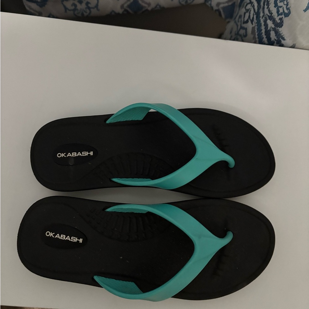 Okabashi Black and Teal Flip Flops